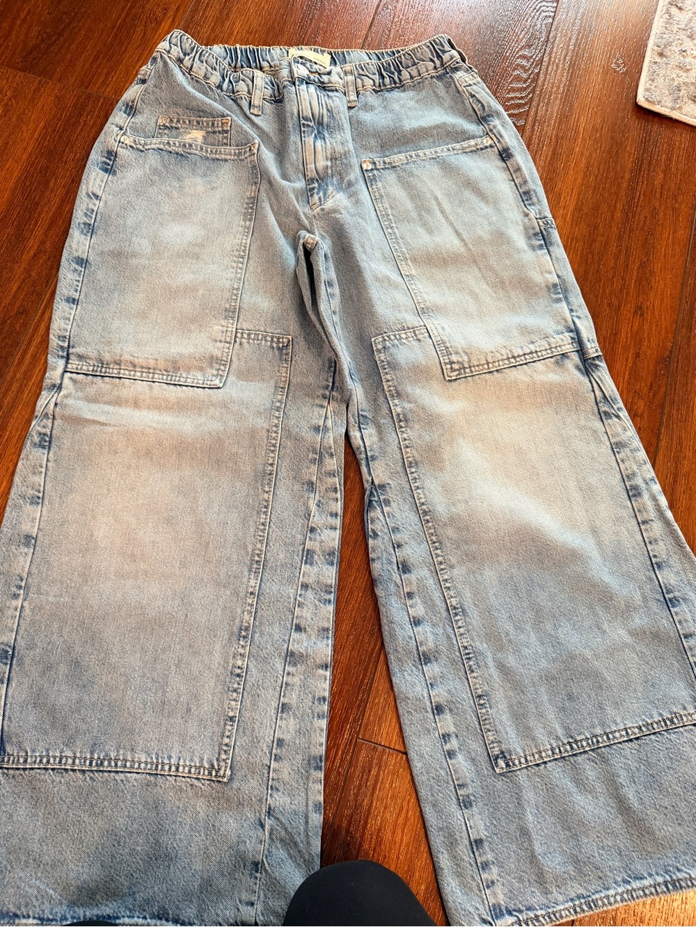 Pilcro Light Wash Wide Leg Jeans with Patch Pockets